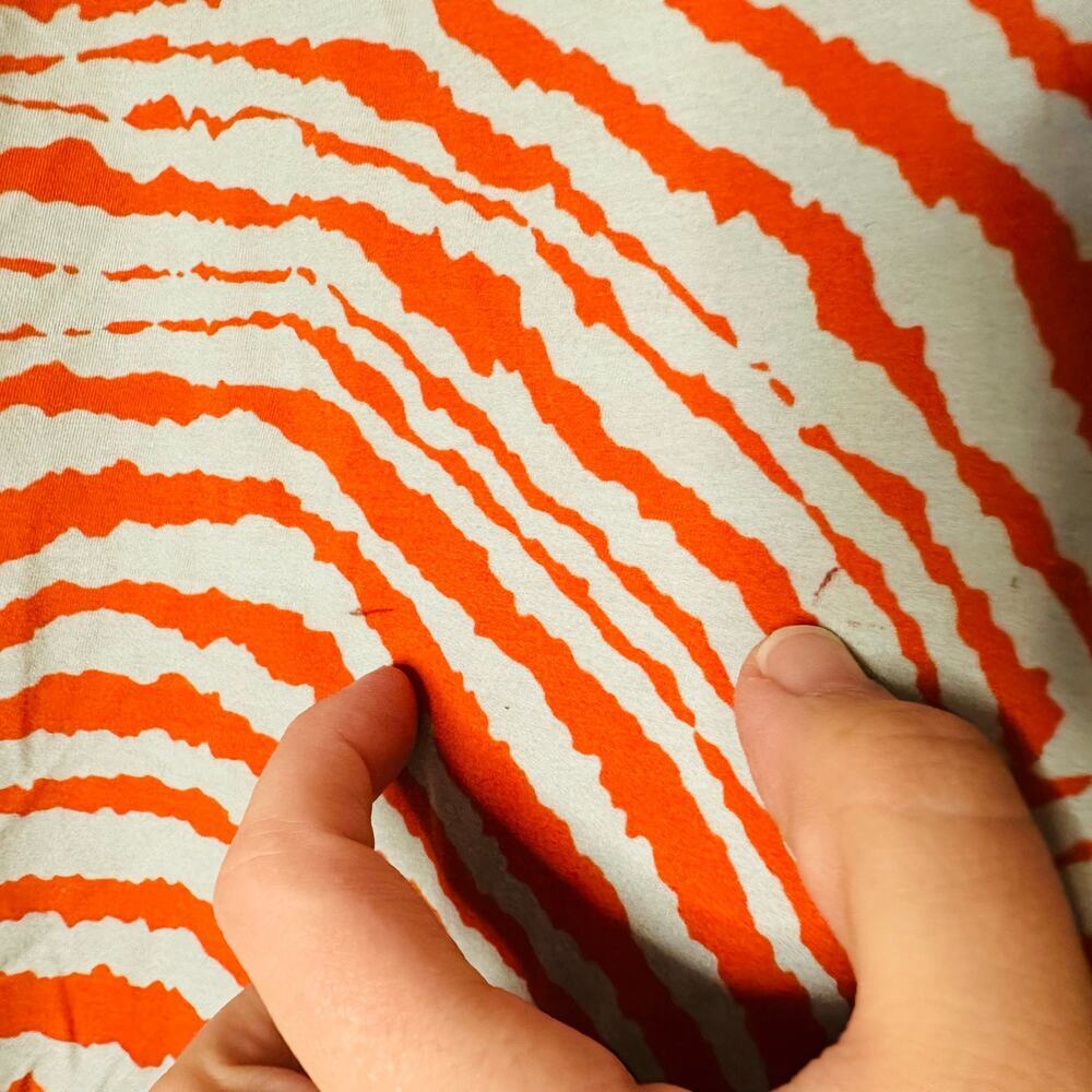 Proenza Schouler Women's White Orange Geometric Zebra Turtleneck Top Size XL - Picture 7 of 12